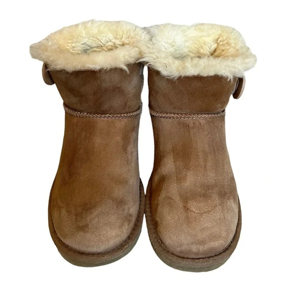 Ugg Mini Boots Bailey Button II Chestnut High Top Sheepskin Boot Women’s Size 5 - Picture 1 of 7